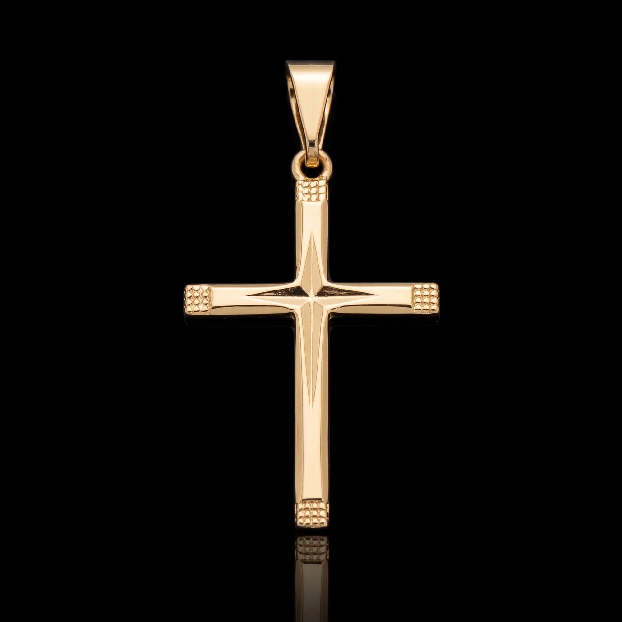 Pingente Crucifixo Liso Borda Marcado