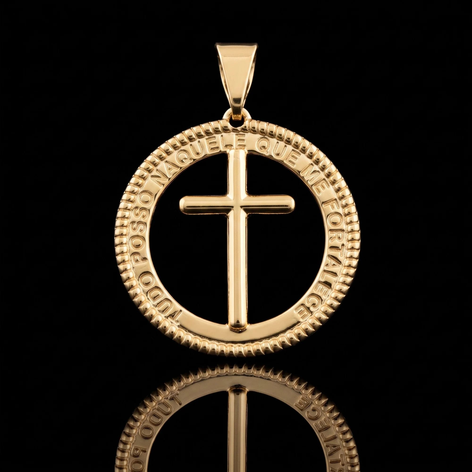 Pingente Crucifixo Tudo Posso Aro