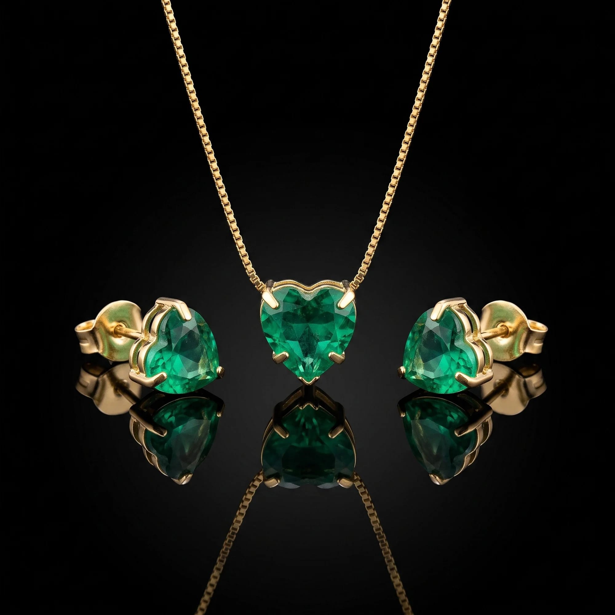 Colar Feminino Coração Verde