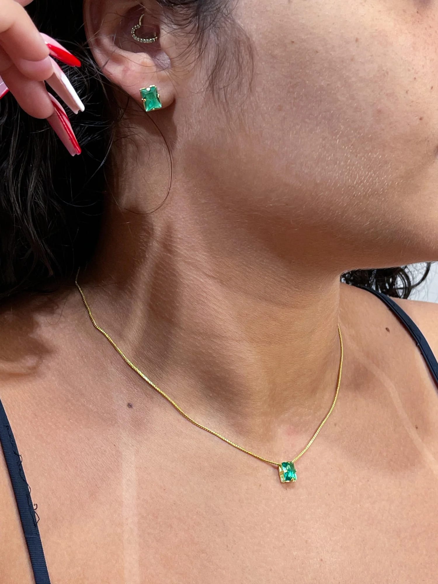 Colar Feminino Pedra Verde