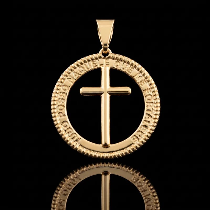 Pingente Crucifixo Tudo Posso Aro